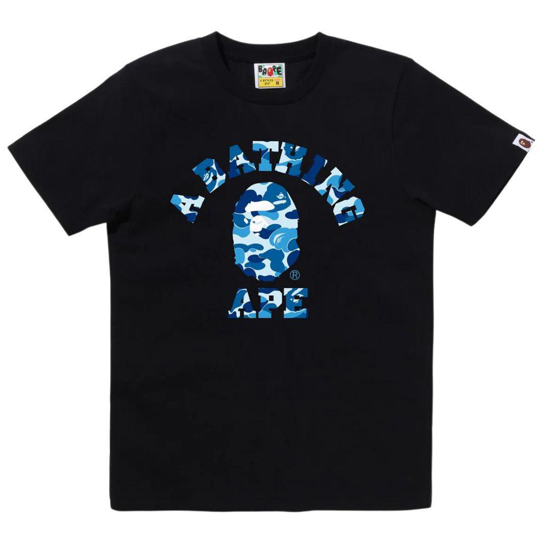 BAPE ABC CAMO COLLEGE T-SHIRT BLACK BLUE