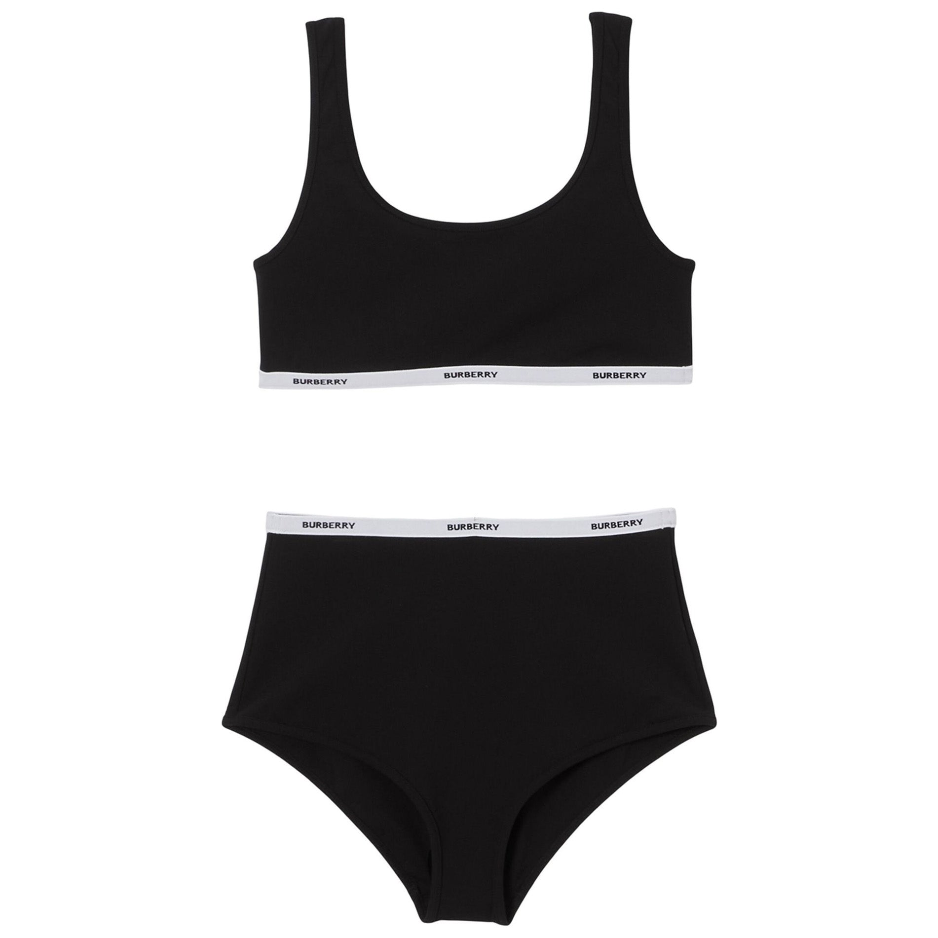 Womens Burberry Black Logo Bikini